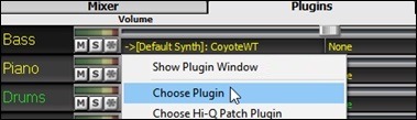 right-click menu on the Plugin in the Mixer