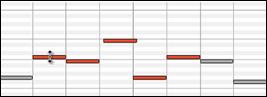 Piano Roll window - notes before vertical dragging