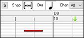 Piano Roll window - a note entered