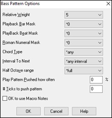 Bass Pattern Options dialog