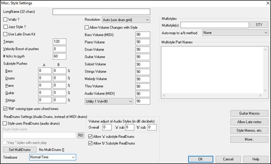 Miscellaneous Style Settings dialog