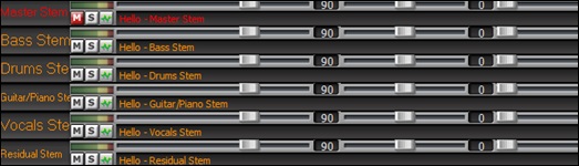 stem tracks on the Mixer