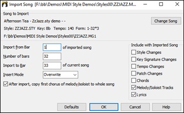 Import Song dialog