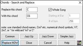 Search and Replace Chords dialog