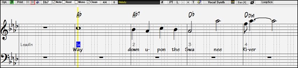 Notation window - Editable Notation mode