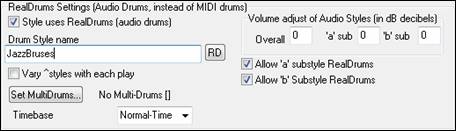 Misc. Style Settings dialog - RealDrums Settings area