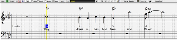 Notation window - Editable Notation Mode