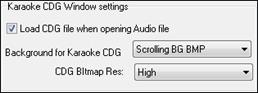 Lyric Window Options dialog - Karaoke window settings