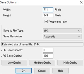 Save Options dialog