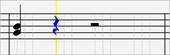 2 notes and a rest shown on notation window