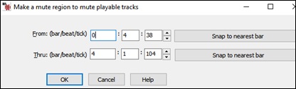 "Make a mute region to mute playable tracks" dialog