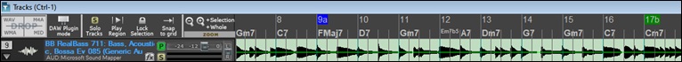 Chord symbols displayed  in the Tracks Window